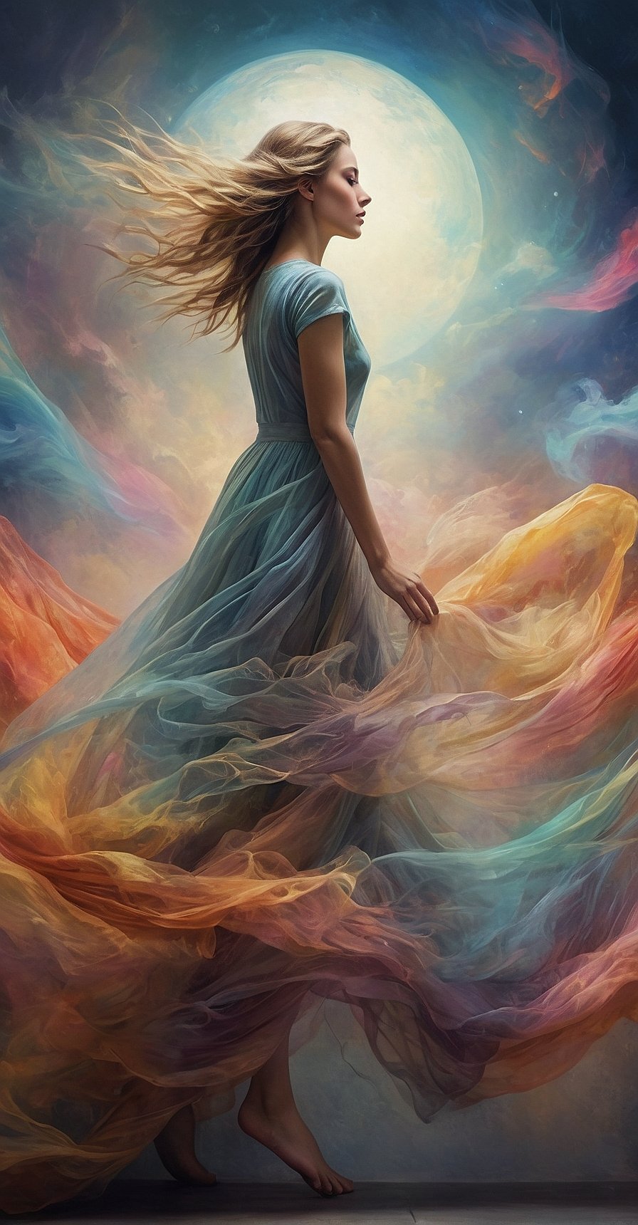 Celestial Dance in Colorful Nebula iPhone Wallpaper