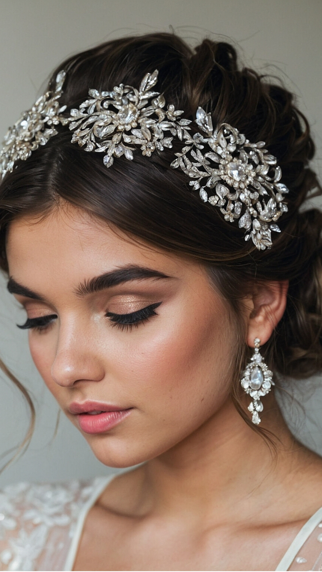 Sophisticated Bridal Updo with Crystal Tiara