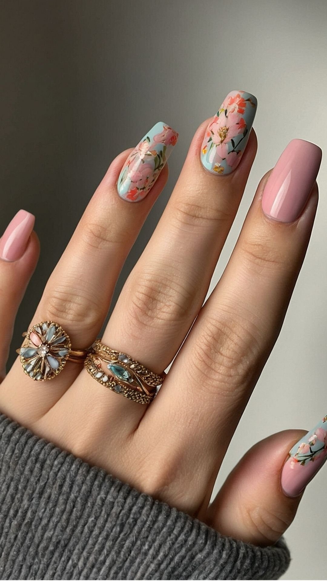 Vintage Blossom Nail Aesthetic