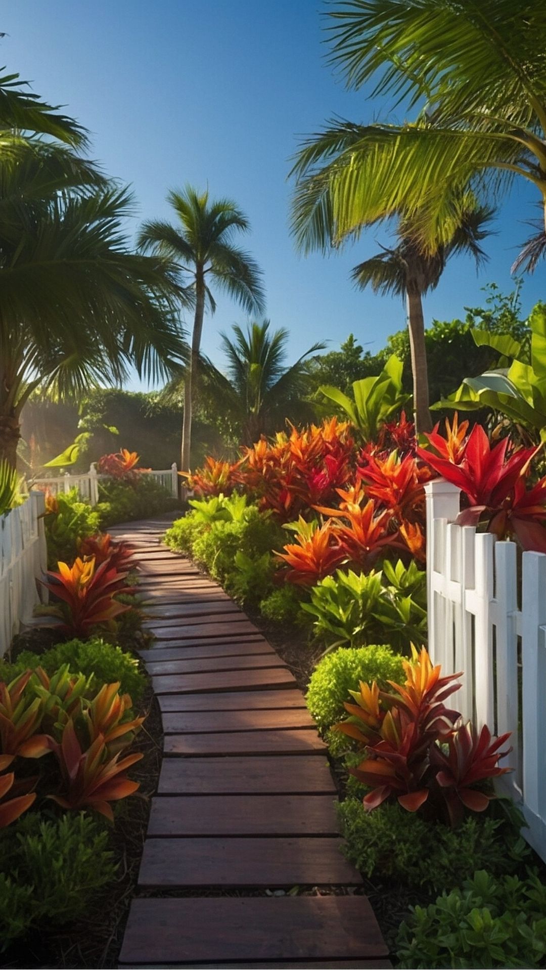 Vibrant Walkway: Tropical Flora Burst