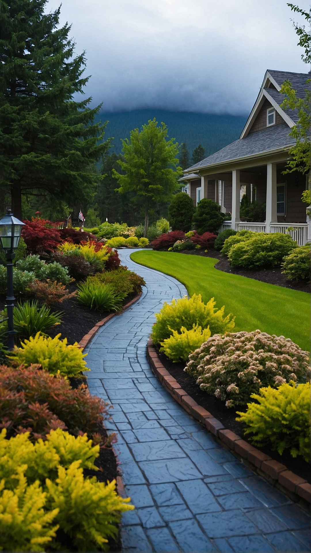 Elegant Brick Driveway Entry Landscaping Design