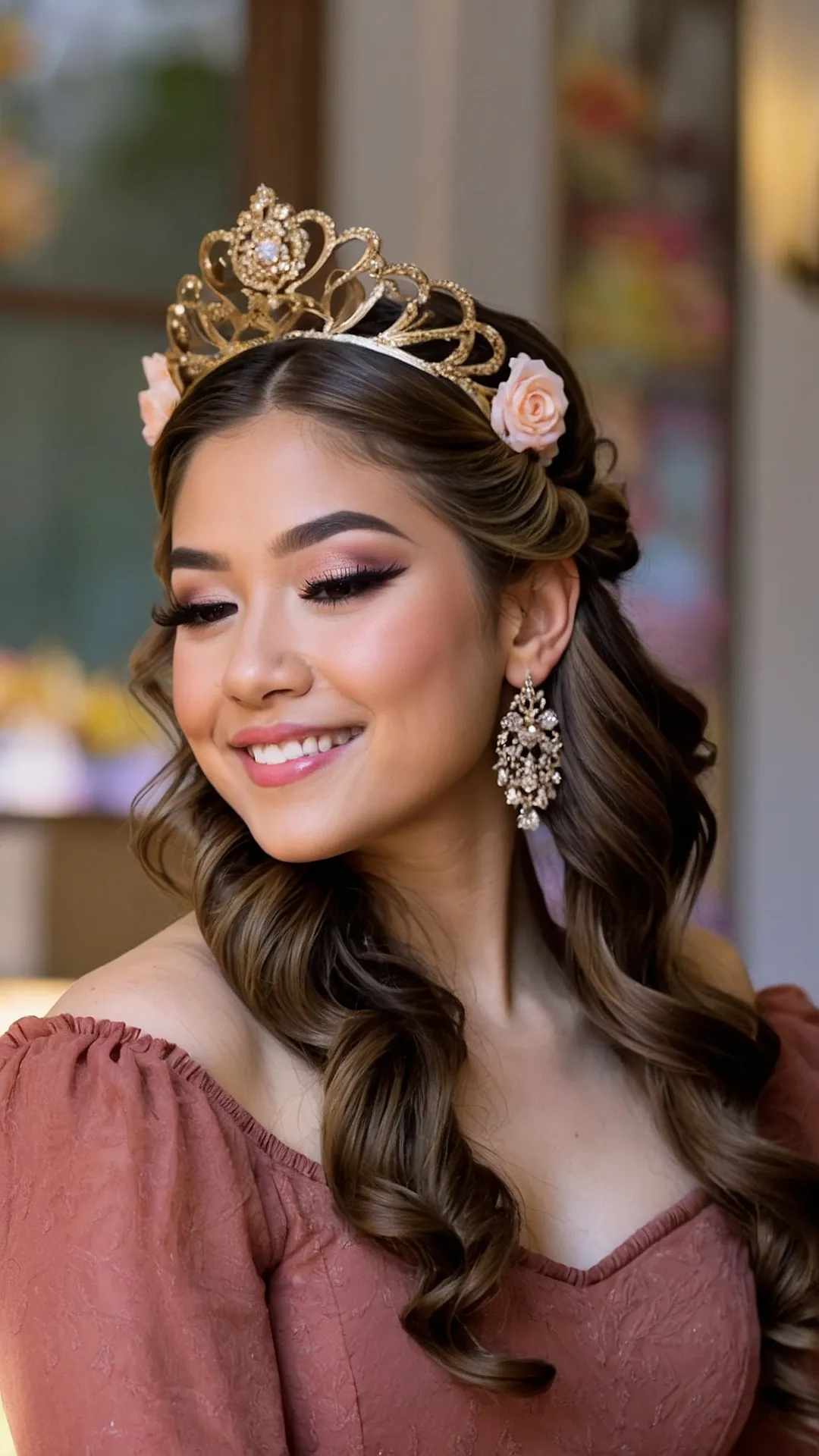 Majestic Mane Moments: Quinceañera Crown Hairstyle Inspiration