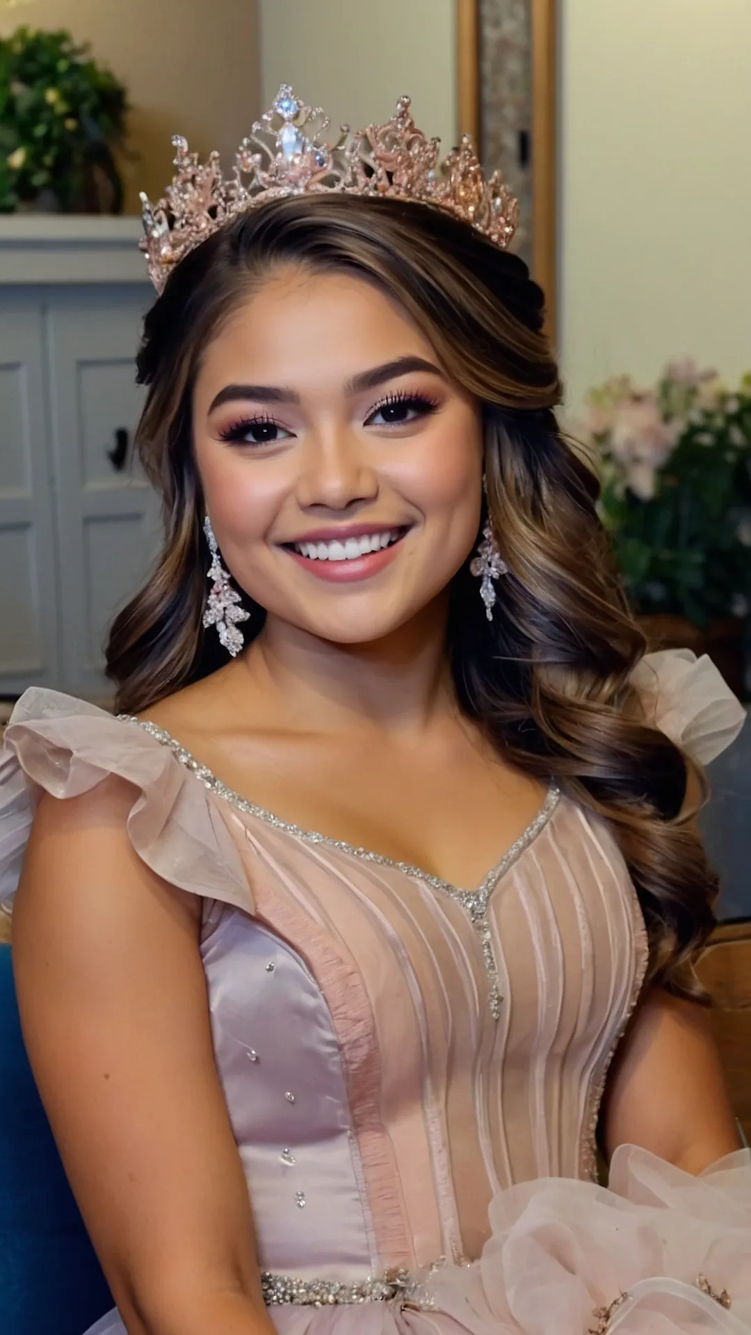 Regal Crown Elegance: Quinceañera Hairstyles