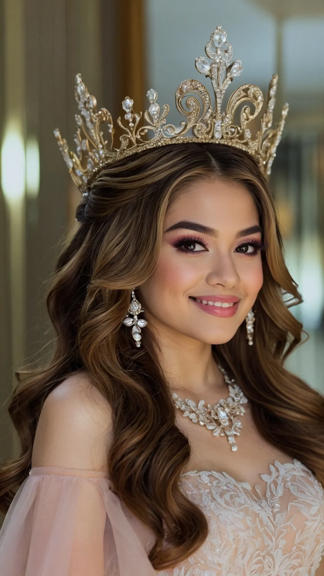 Celestial Crowns: Quinceañera Hair and Crown Combinations