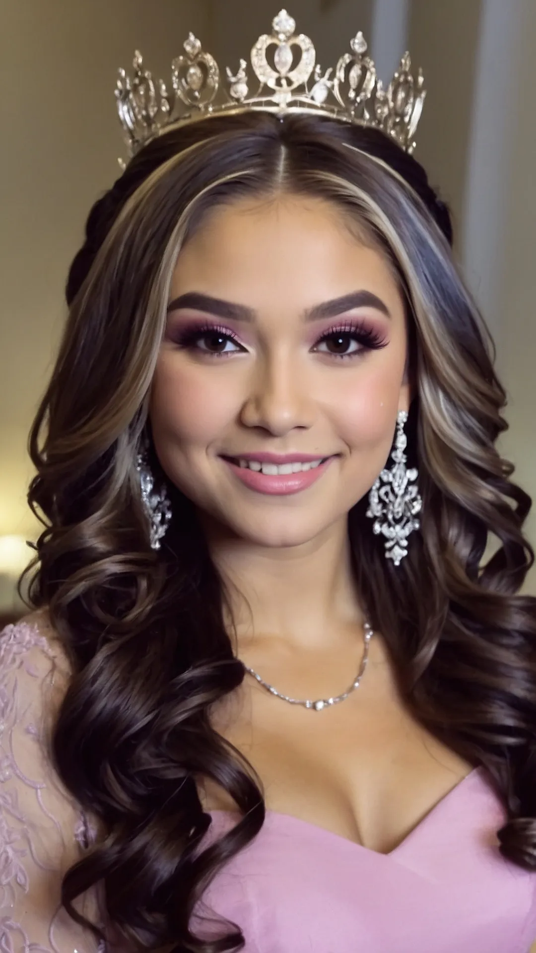 Breathtaking Beauty: Quinceañera Hair adorned with Crowns