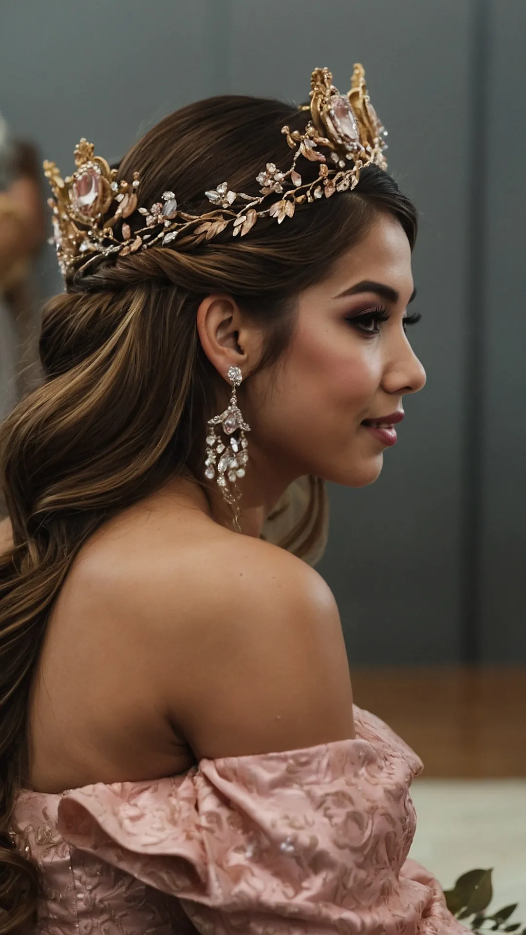 Regal Radiance: Quinceañera Crown Hairstyles to Admire